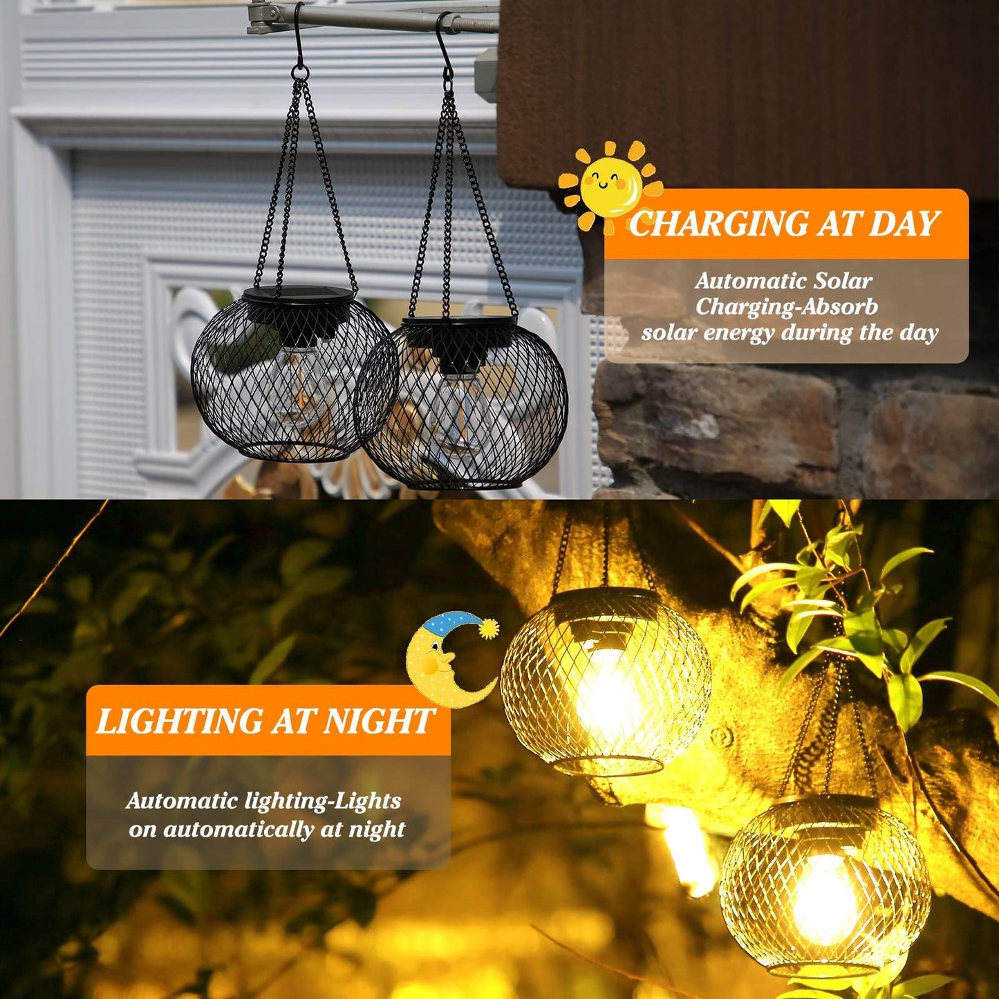 alwaysdwellTM - Solar Outdoor Lights Upgraded Hanging Lantern