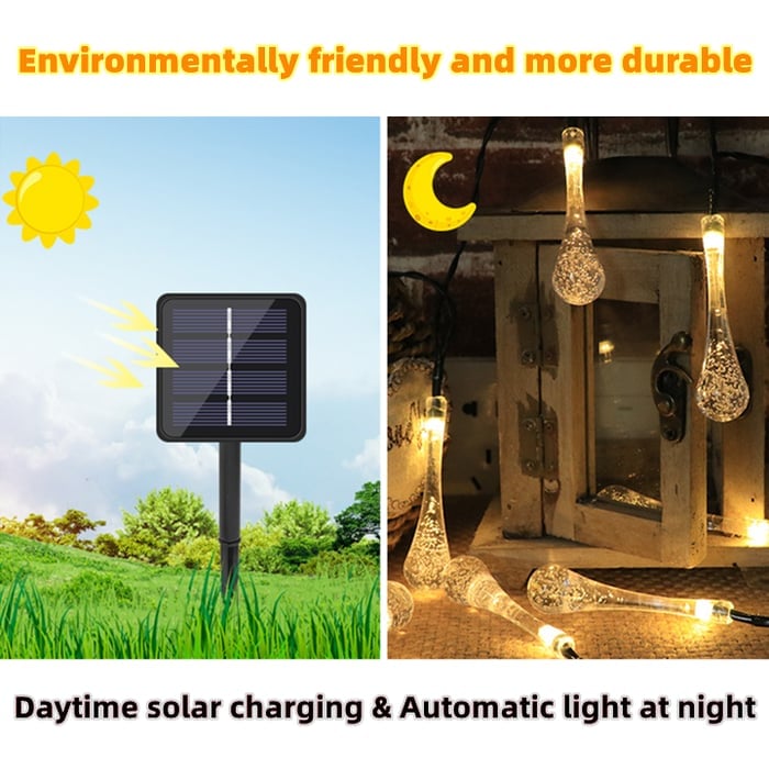 alwaysdwellTM - 🌟8 Modes Solar Water Drop String Lights - 💐For Indoor Outdoor Decoration