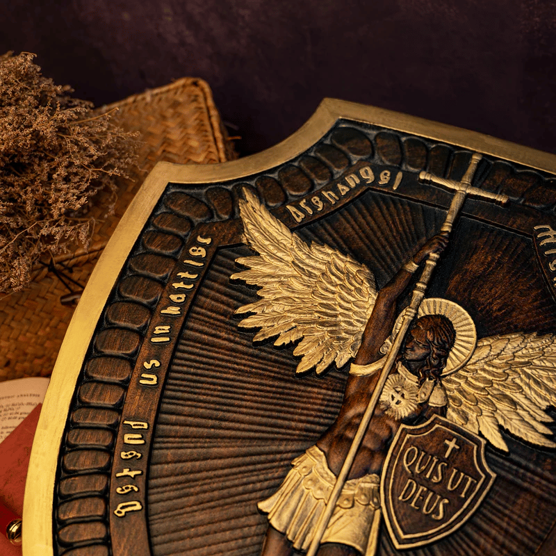 alwaysdwellTM - 🎁Shield Archangel Michael Solid wood carving gift