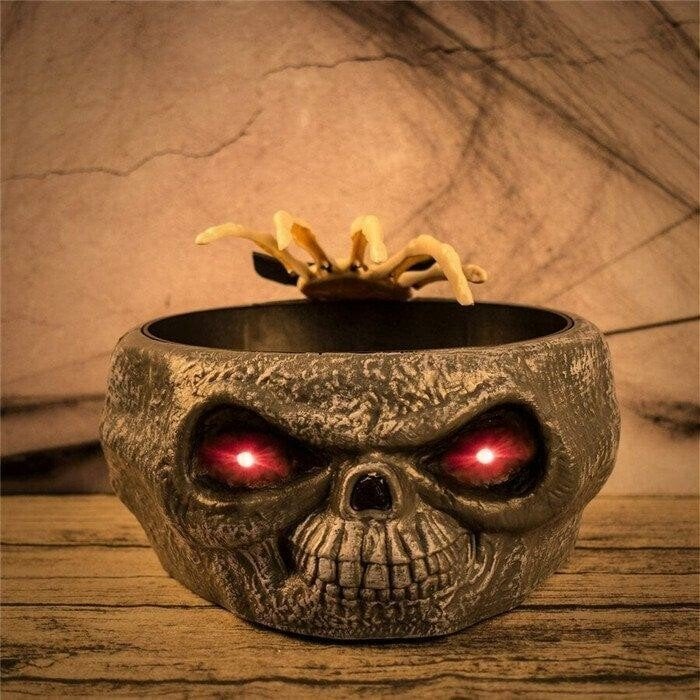 alwaysdwellTM - 🎃Halloween candy skull bowl with movable skeleton hand