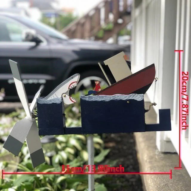 alwaysdwellTM - Big Shark Disaster Whirligig - Funny Garden Decor