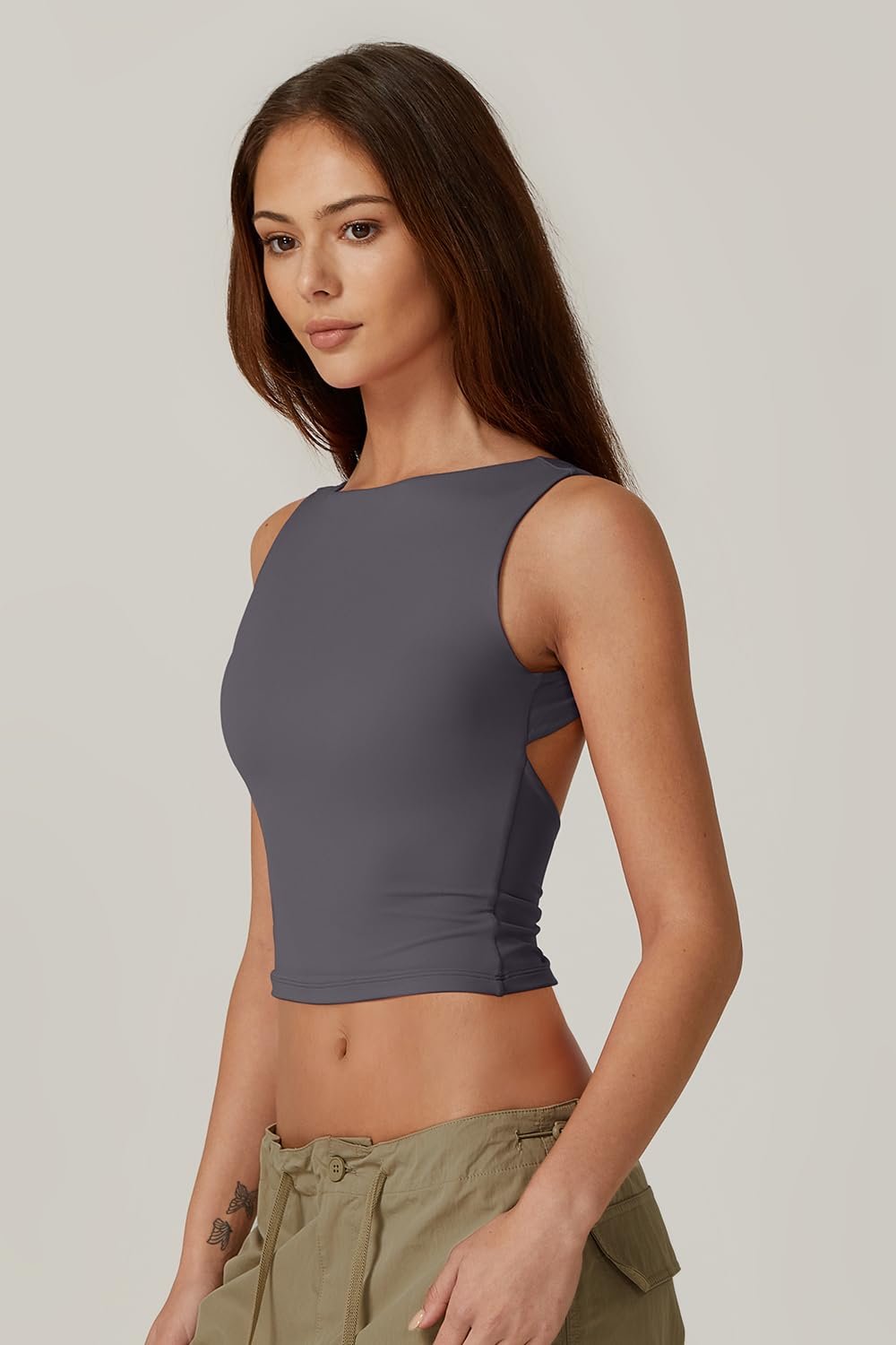 alwaysdwellTM - 🔥Hot sale🔥Sexy backless sleeveless short vest high collar slim short T-shirt
