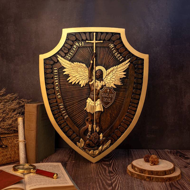 alwaysdwellTM - 🎁Shield Archangel Michael Solid wood carving gift
