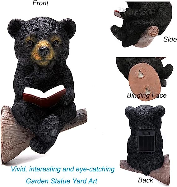 alwaysdwellTM - Garden decorations--🐻Solar Bear Reading Garden Statue Light