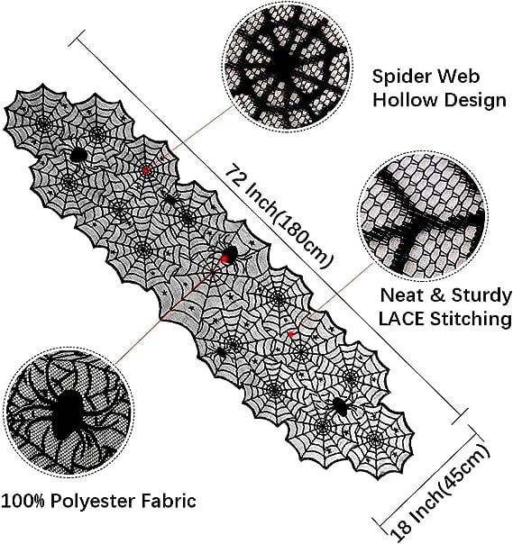 alwaysdwellTM - 🔥Halloween Hot Sale -Halloween Decorations Black Lace Spiderweb Fireplace Mantle