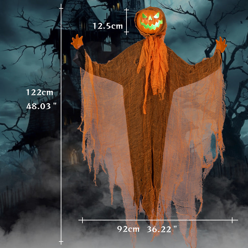 alwaysdwellTM - Halloween Pumpkin Party Decoration Hanging Prop with Green Light and Sound Effects