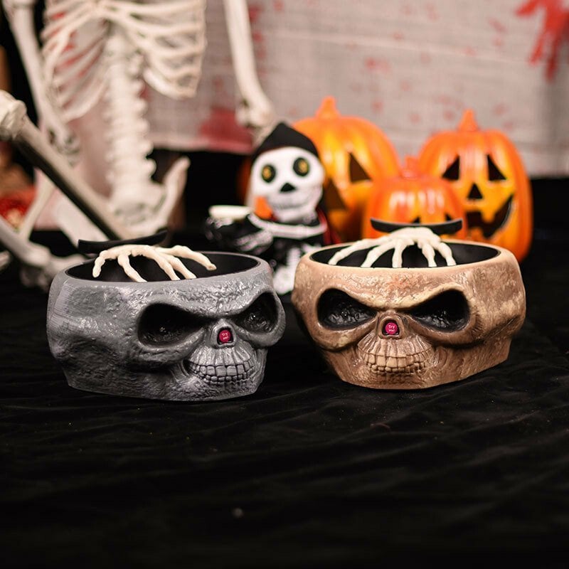 alwaysdwellTM - 🎃Halloween candy skull bowl with movable skeleton hand