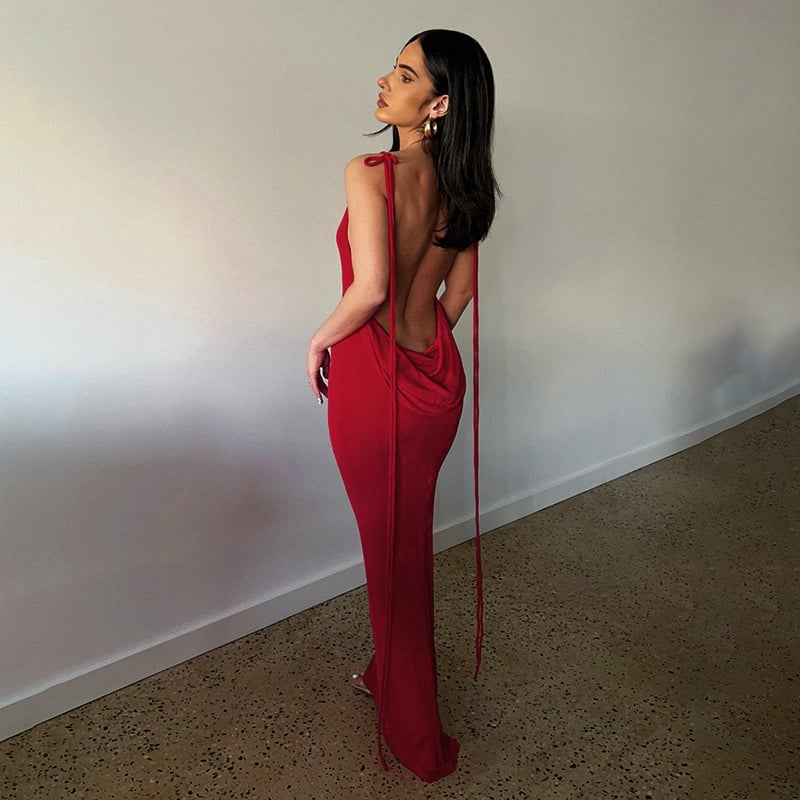 alwaysdwellTM - 🌟 Serenity Backless Maxi Dress