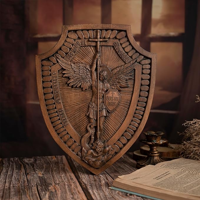 alwaysdwellTM - 🎁Shield Archangel Michael Solid wood carving gift