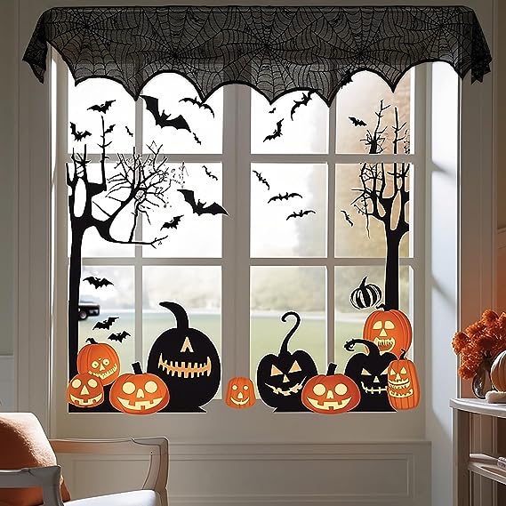 alwaysdwellTM - 🔥Halloween Hot Sale -Halloween Decorations Black Lace Spiderweb Fireplace Mantle