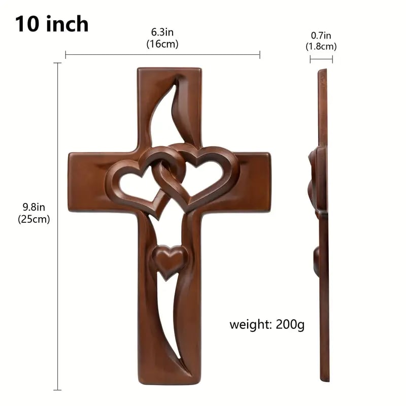 alwaysdwellTM - ✝️Intertwined Heart Wooden Cross(6.3*9.8 in)
