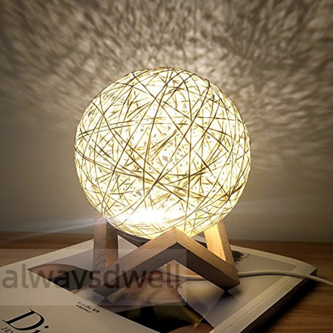 alwaysdwellTM - Rattan Ball Moon Light Lamp