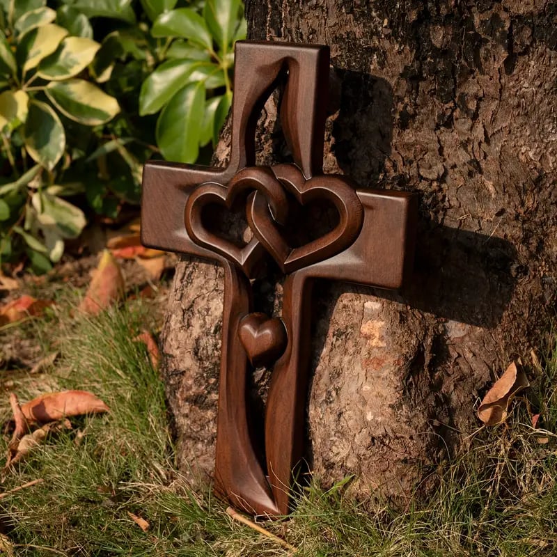 alwaysdwellTM - ✝️Intertwined Heart Wooden Cross(6.3*9.8 in)