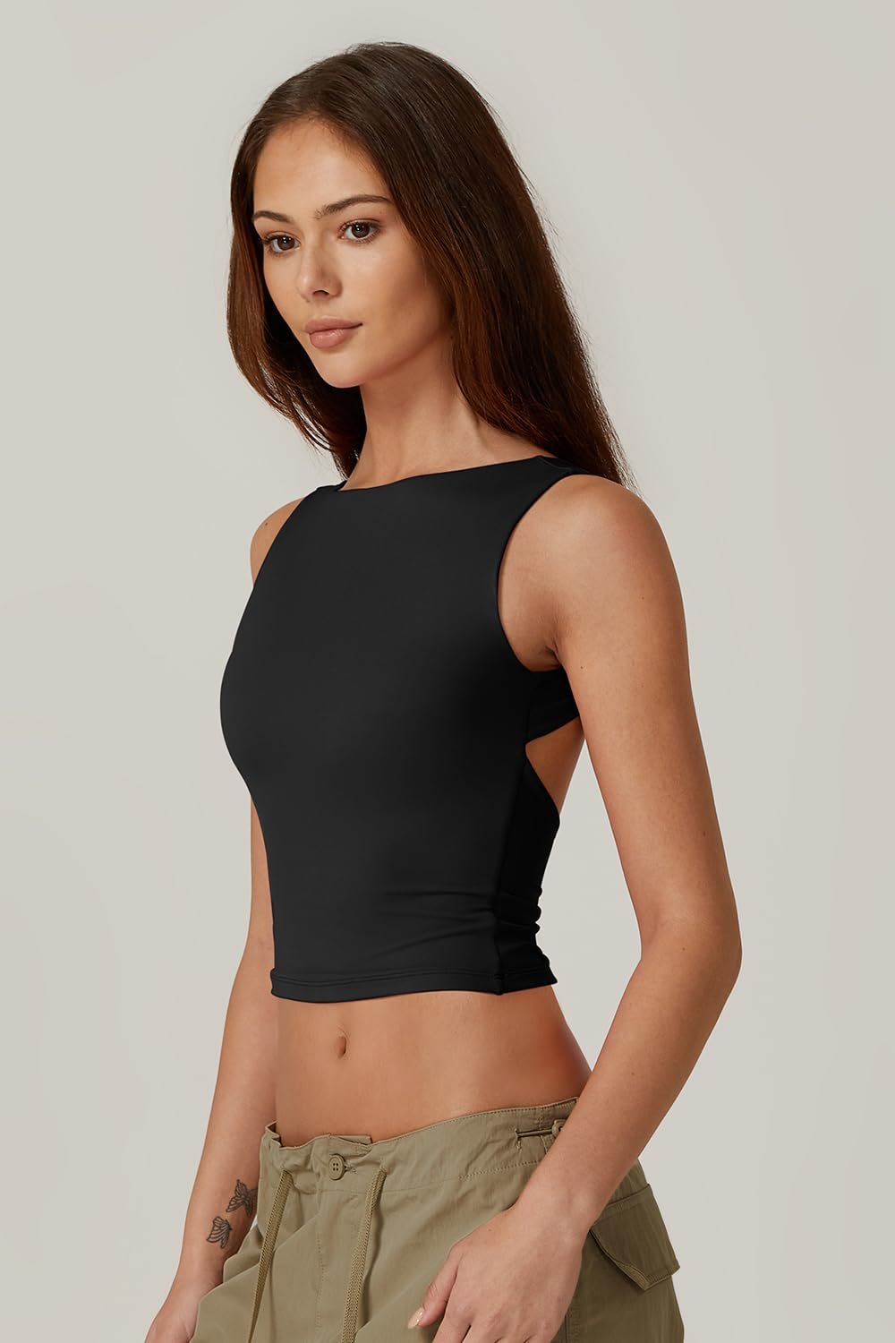 alwaysdwellTM - 🔥Hot sale🔥Sexy backless sleeveless short vest high collar slim short T-shirt