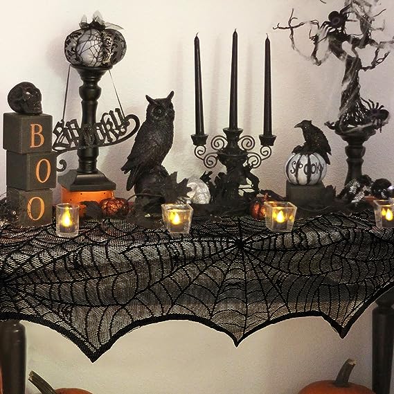 alwaysdwellTM - 🔥Halloween Hot Sale -Halloween Decorations Black Lace Spiderweb Fireplace Mantle