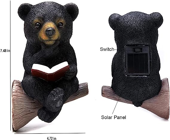 alwaysdwellTM - Garden decorations--🐻Solar Bear Reading Garden Statue Light