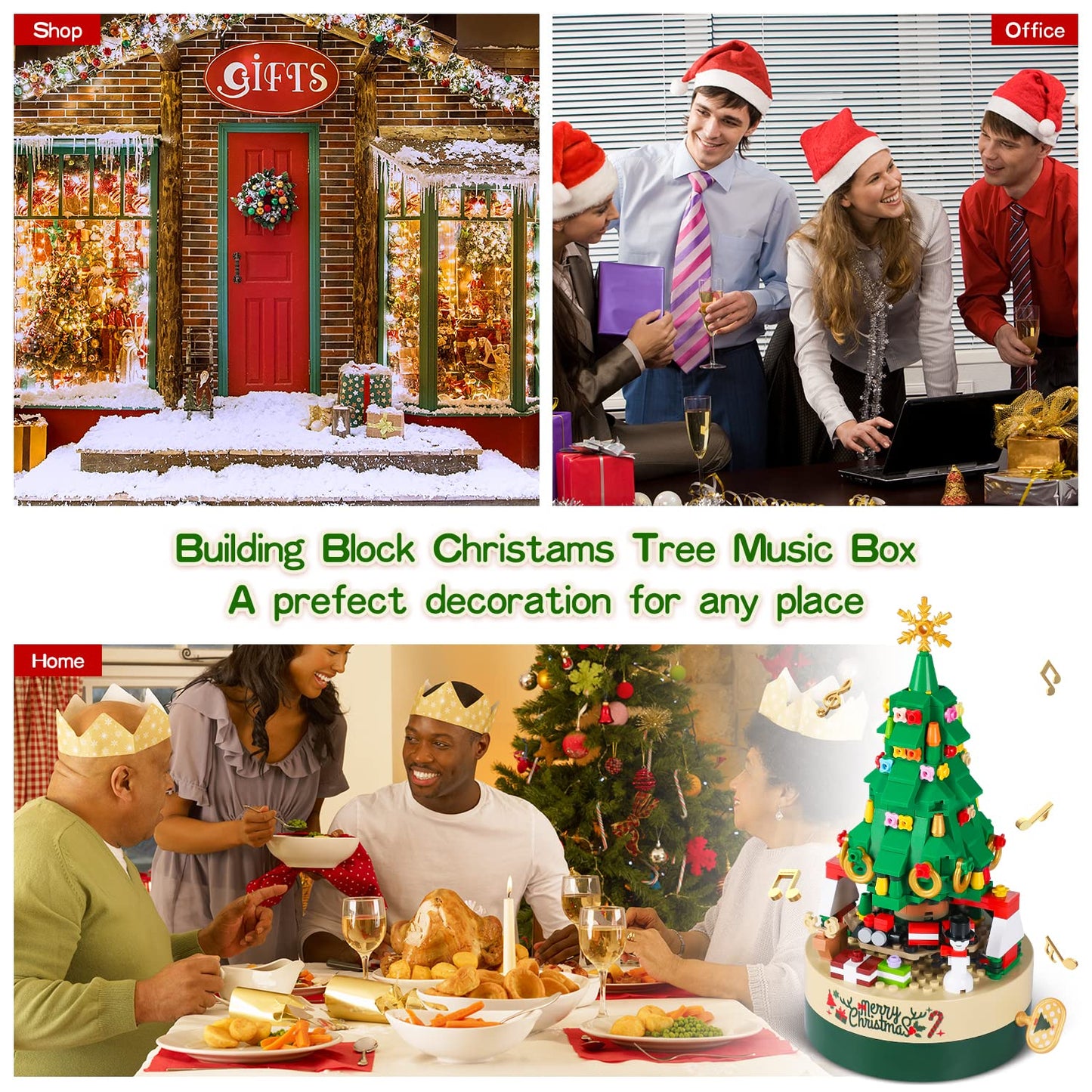 alwaysdwellTM - Christmas Tree Building Kits for Kids DIY Building Block Music Box