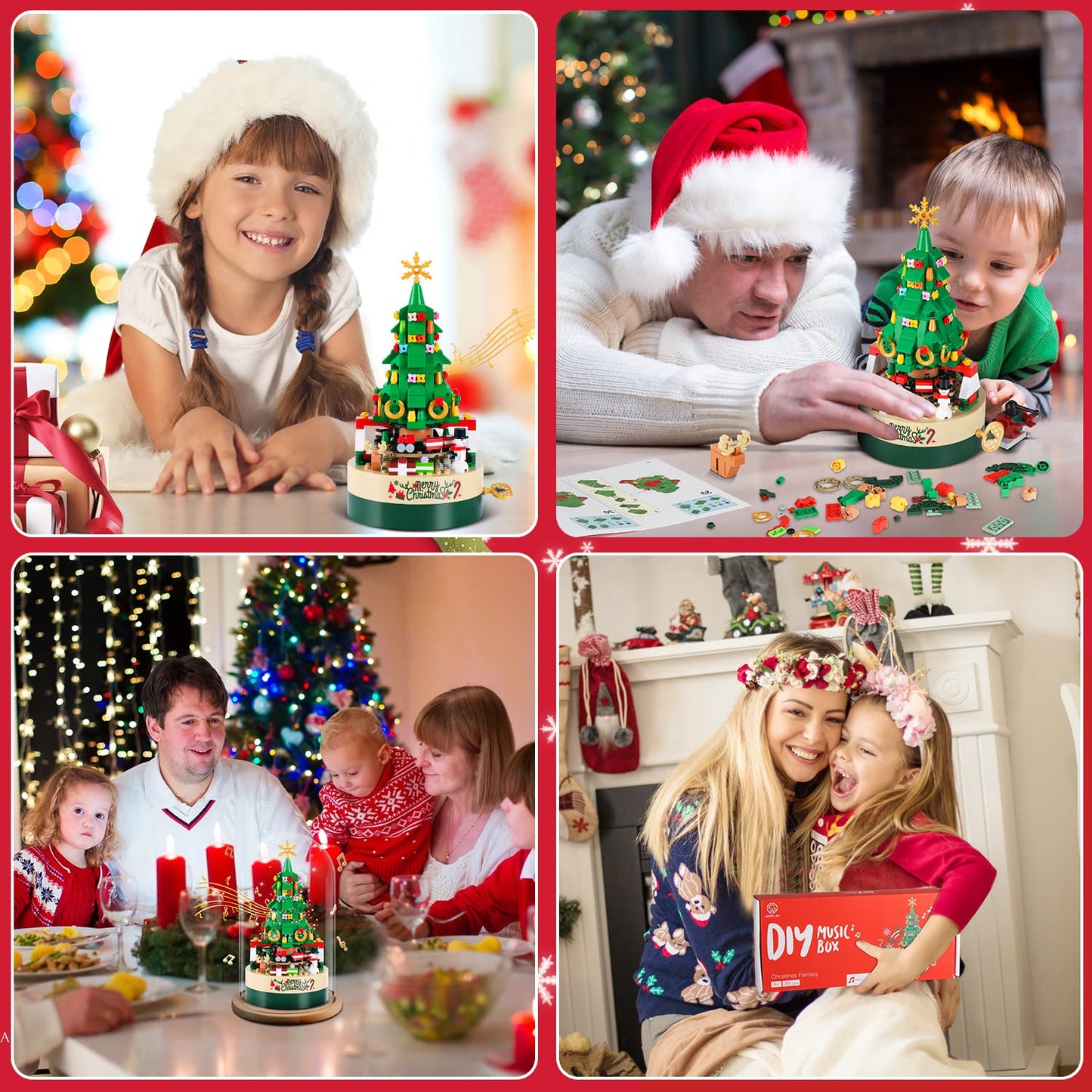 alwaysdwellTM - Christmas Tree Building Kits for Kids DIY Building Block Music Box