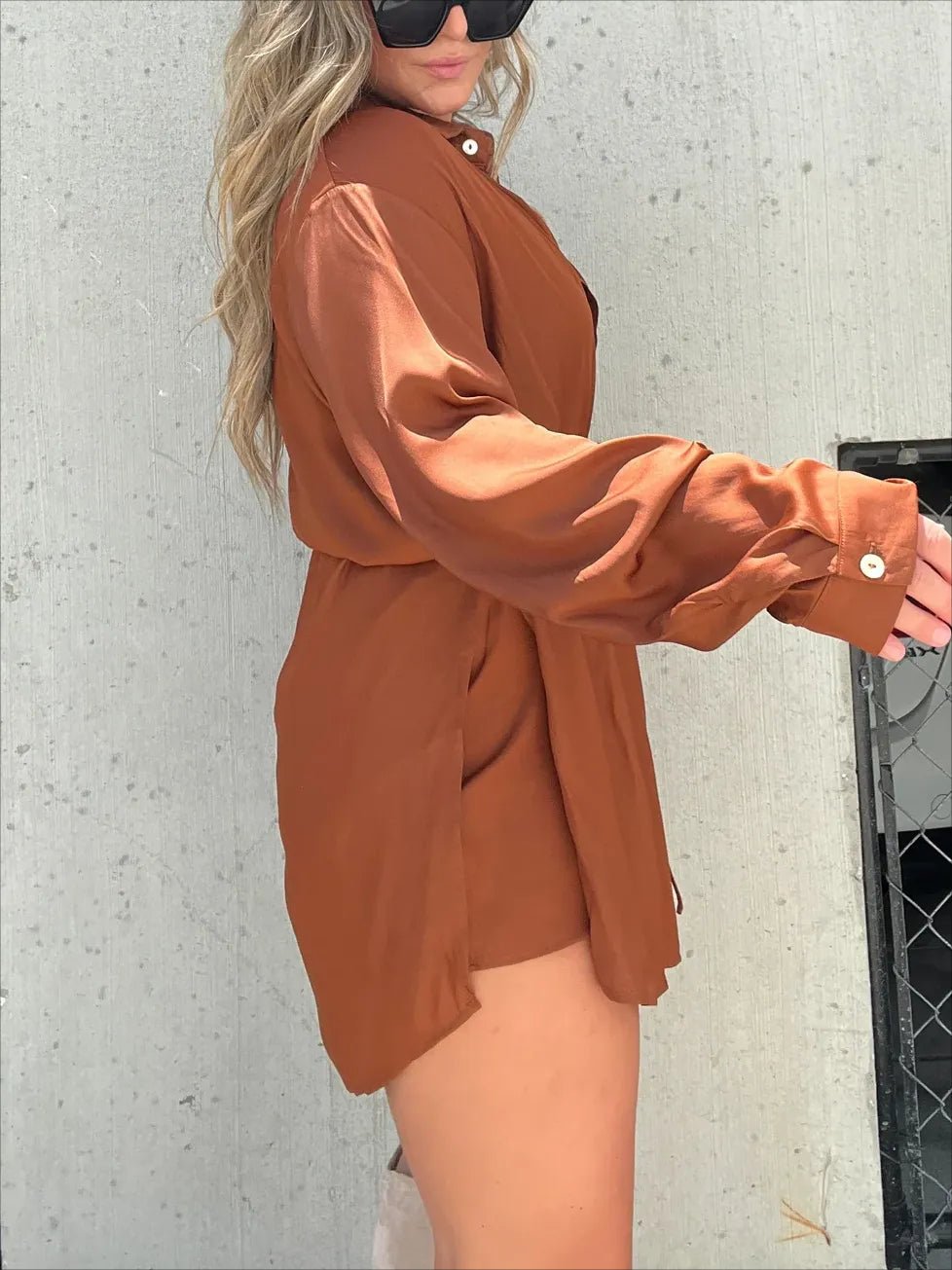 alwaysdwellTM - Versatile solid color long sleeve shirt suit