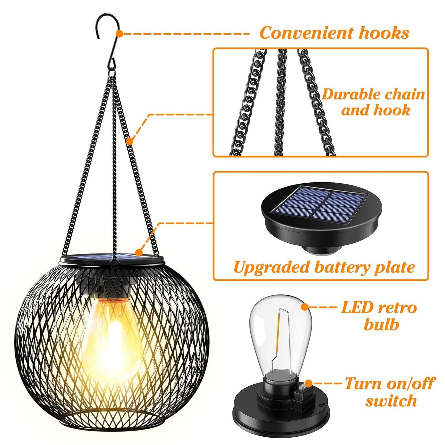 alwaysdwellTM - Solar Outdoor Lights Upgraded Hanging Lantern