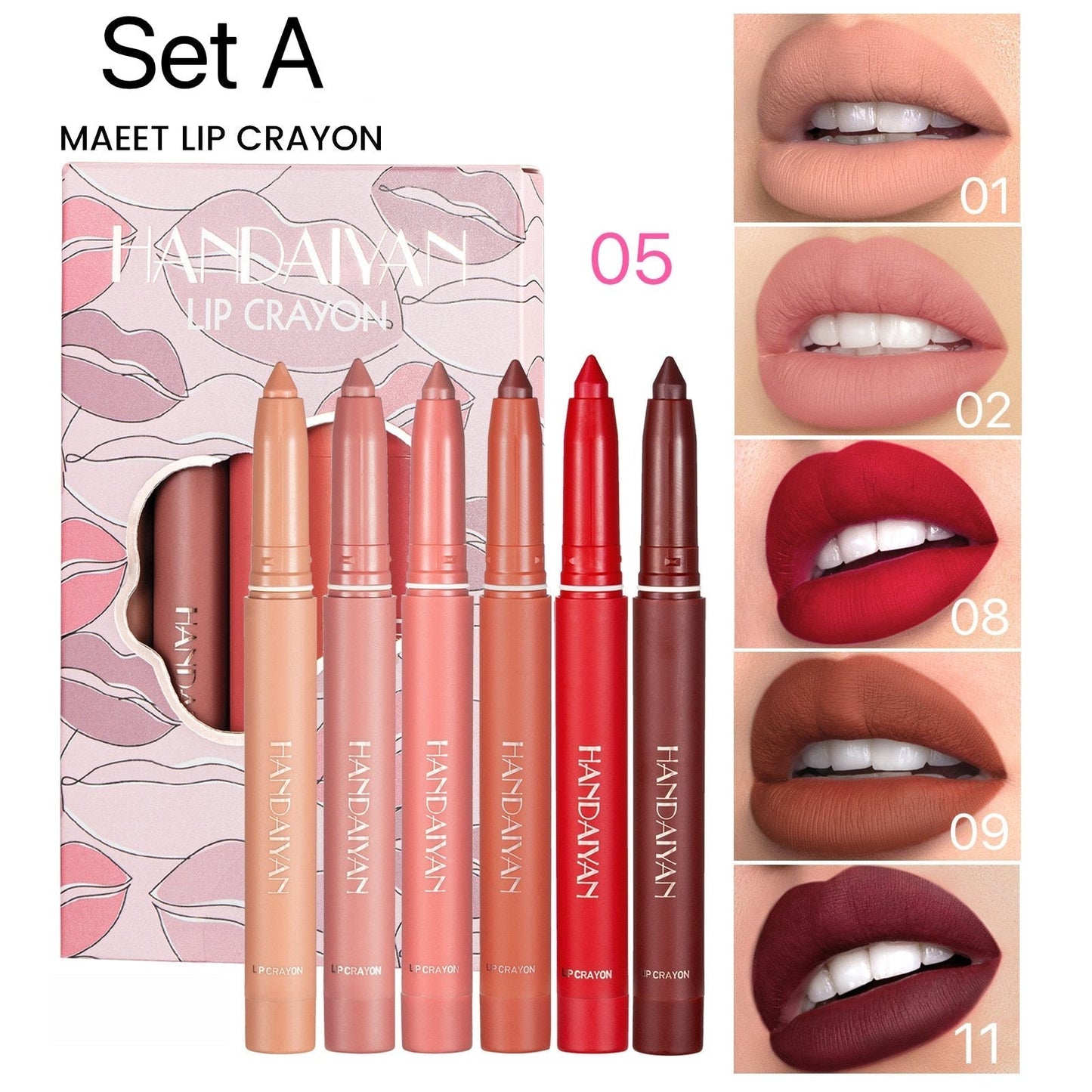 alwaysdwellTM - 12 Color Rotating Sharpenable Matte Lipstick Pencils