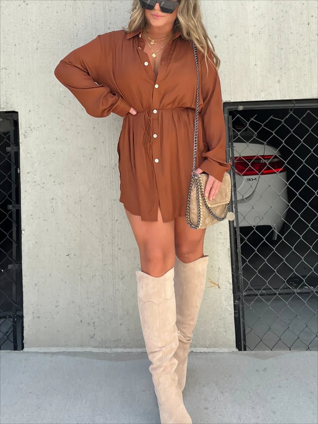 alwaysdwellTM - Versatile solid color long sleeve shirt suit
