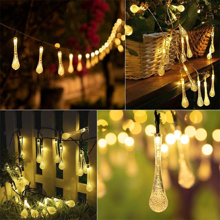 alwaysdwellTM - 🌟8 Modes Solar Water Drop String Lights - 💐For Indoor Outdoor Decoration