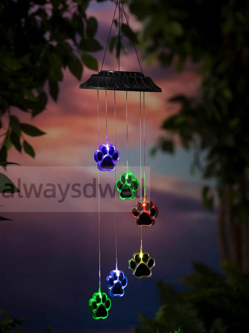 alwaysdwellTM - Paw Prints Solar Wind Chime