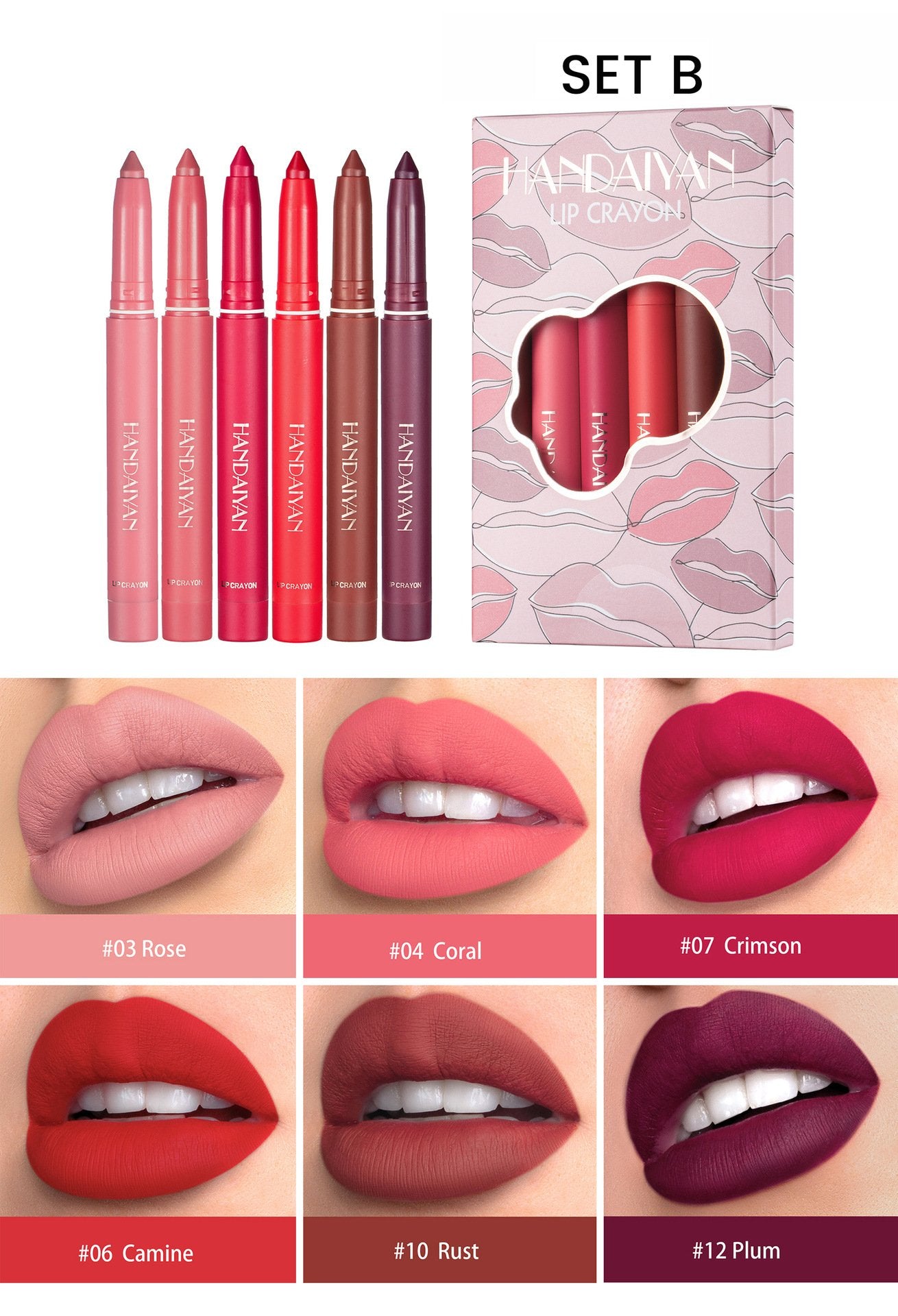 alwaysdwellTM - 12 Color Rotating Sharpenable Matte Lipstick Pencils