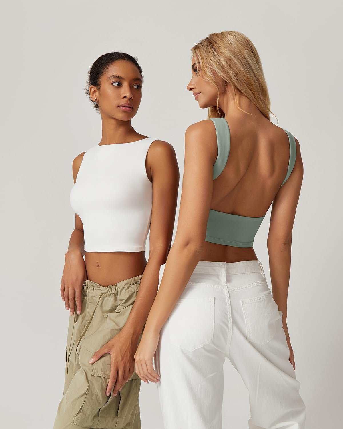 alwaysdwellTM - 🔥Hot sale🔥Sexy backless sleeveless short vest high collar slim short T-shirt