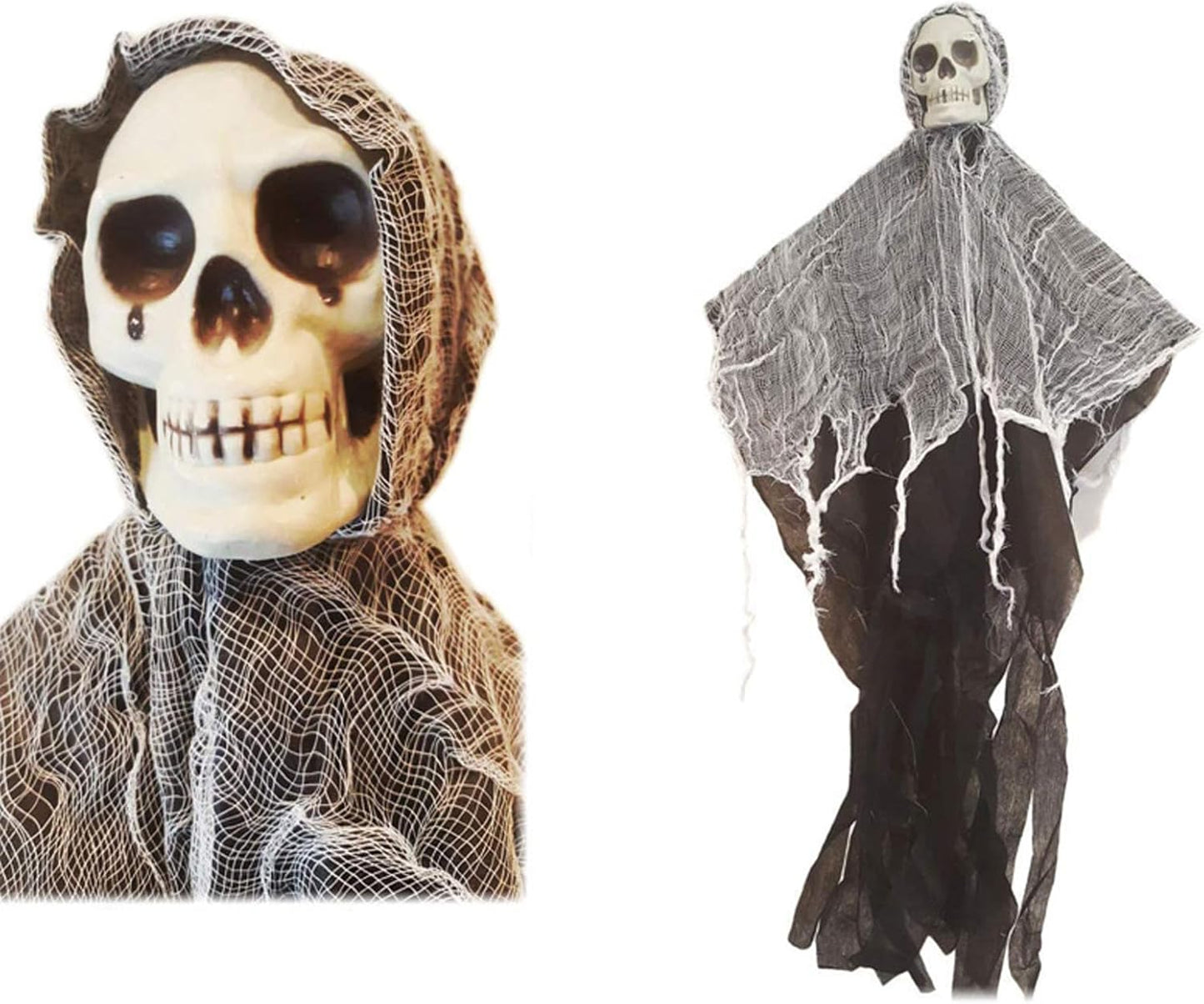 alwaysdwellTM - Halloween hanging skull gauze ghost