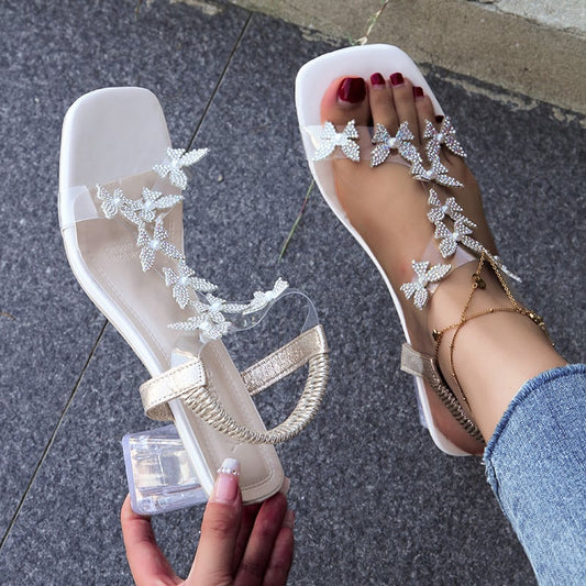 alwaysdwell™-Promotion 49% OFF - Women's Flower Rhinestone Block Heel Sandals