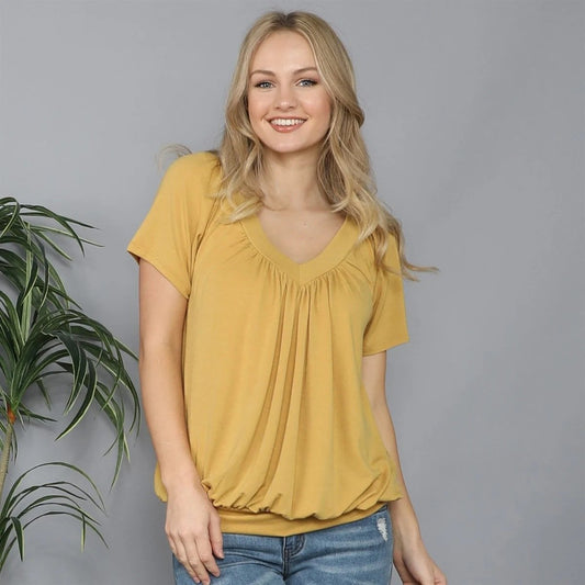 alwaysdwellTM - 💃Huge Sale 53% OFF🔥Solid Color Pleat Design T-shirt Top