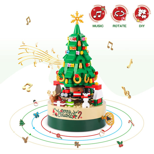 alwaysdwellTM - Christmas Tree Building Kits for Kids DIY Building Block Music Box