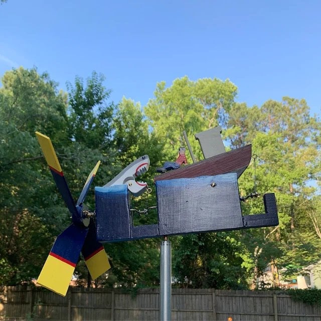 alwaysdwellTM - Big Shark Disaster Whirligig - Funny Garden Decor