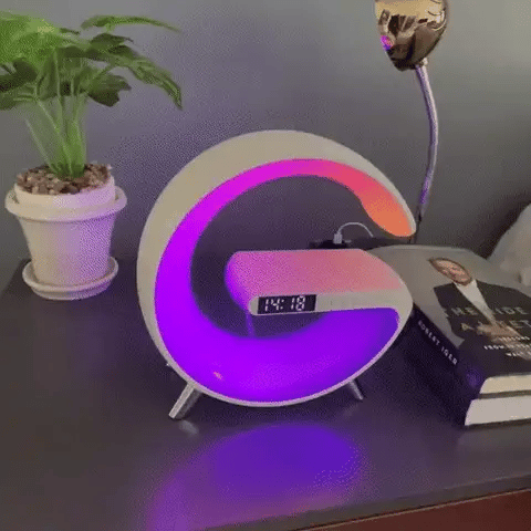alwaysdwellTM - Multi-function Bluetooth Speaker - Colorful Ambient Light Wireless Charging Clock All-in-One
