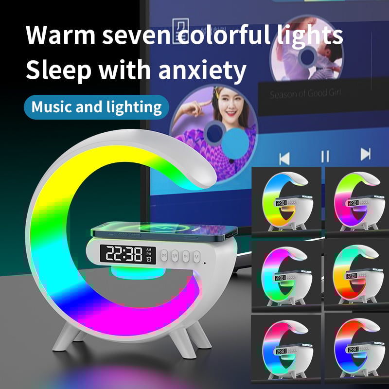 alwaysdwellTM - Multi-function Bluetooth Speaker - Colorful Ambient Light Wireless Charging Clock All-in-One