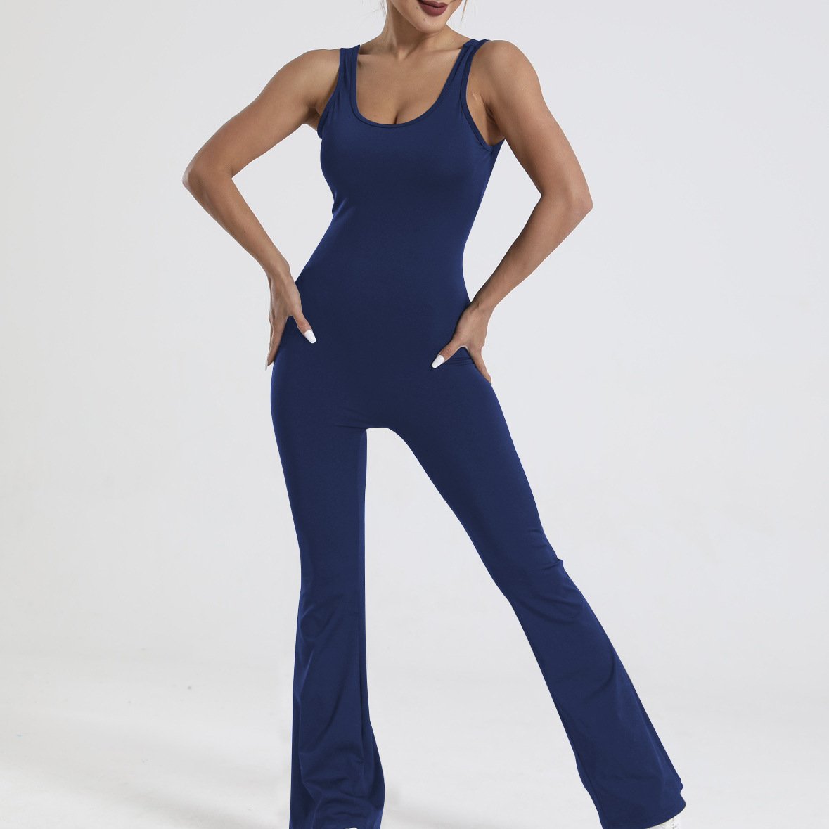 alwaysdwell™ - Scrunch V-Back Flared Jumpsuit