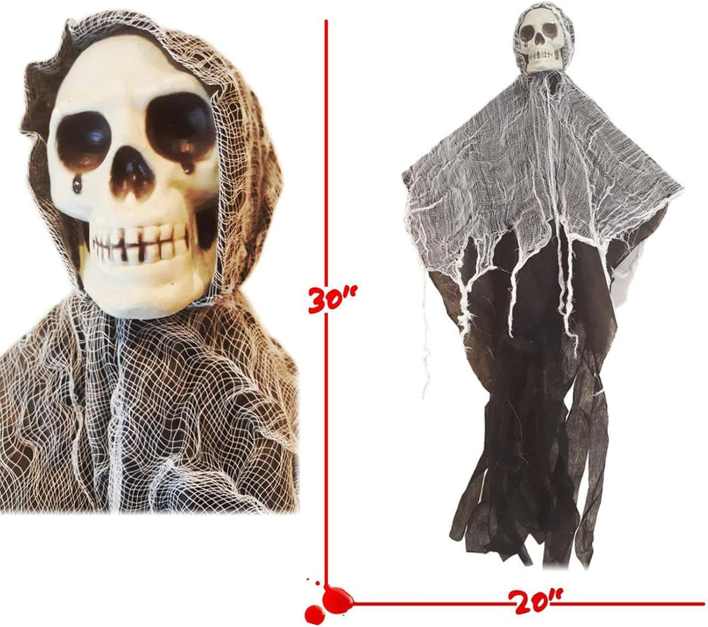 alwaysdwellTM - Halloween hanging skull gauze ghost