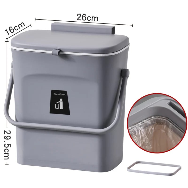 alwaysdwellTM - 9L Kitchen Slide/Wall Mount/Portable Trash Can