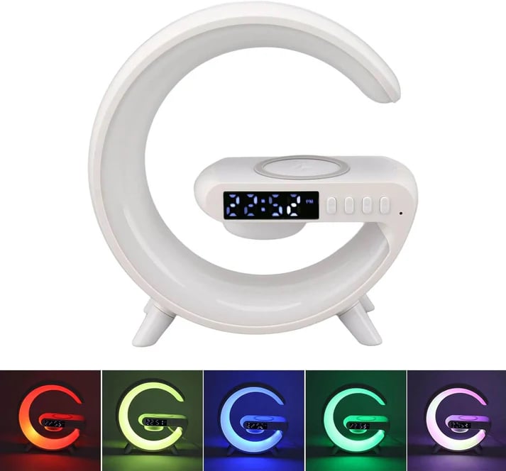 alwaysdwellTM - Multi-function Bluetooth Speaker - Colorful Ambient Light Wireless Charging Clock All-in-One