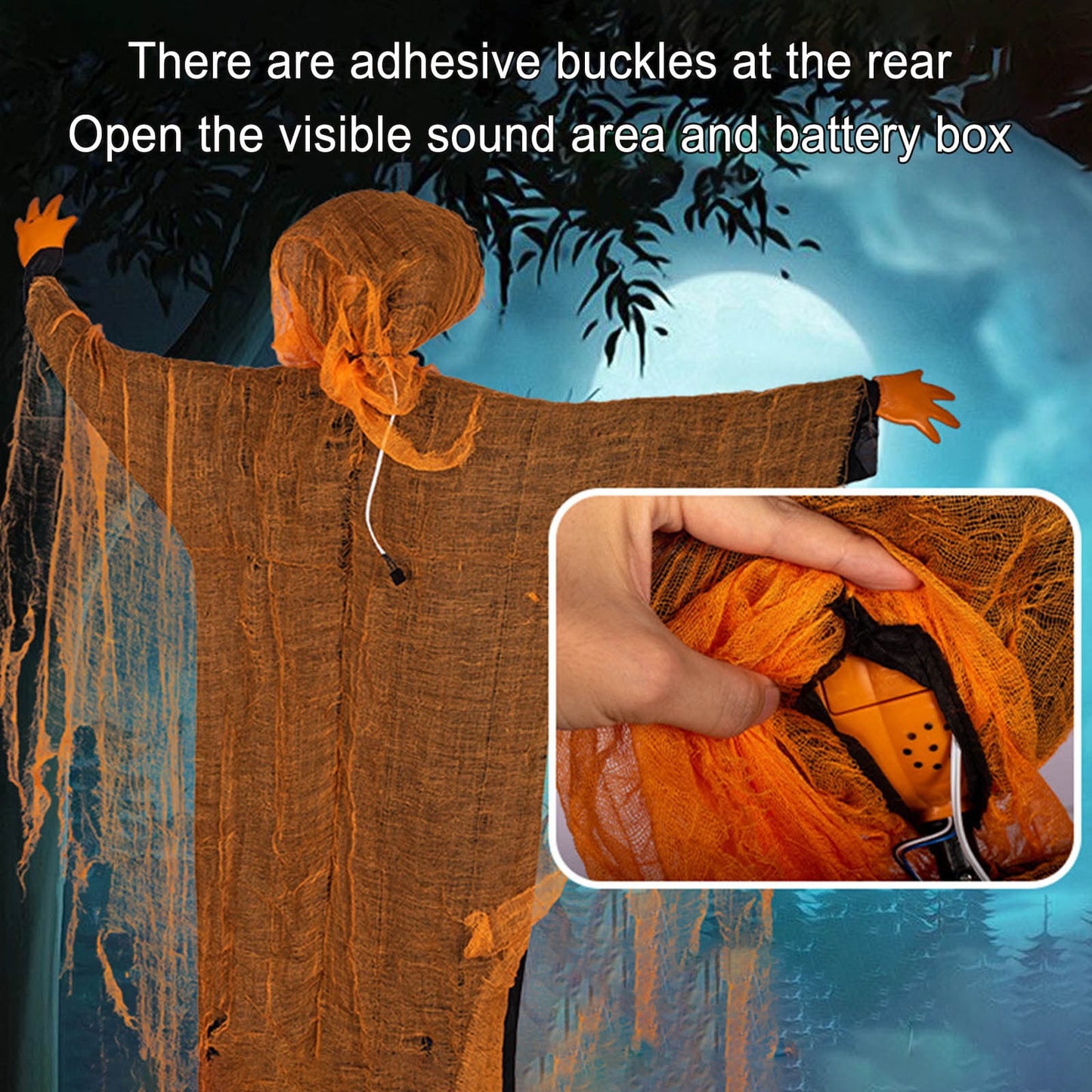alwaysdwellTM - Halloween Pumpkin Party Decoration Hanging Prop with Green Light and Sound Effects