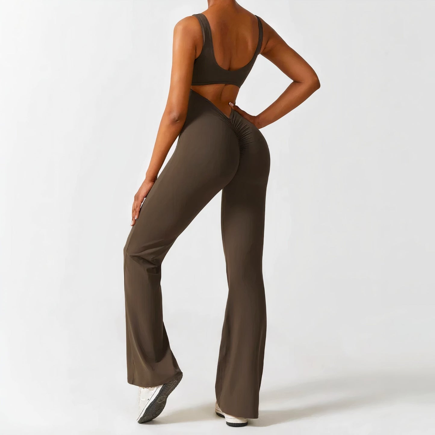 alwaysdwell™ - Scrunch V-Back Flared Jumpsuit
