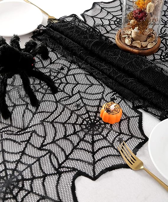alwaysdwellTM - 🔥Halloween Hot Sale -Halloween Decorations Black Lace Spiderweb Fireplace Mantle