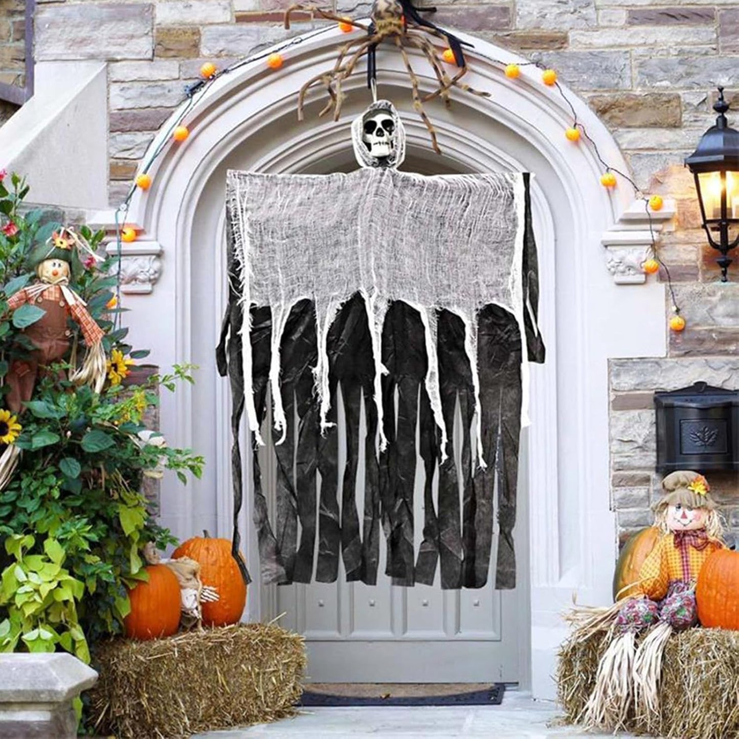 alwaysdwellTM - Halloween hanging skull gauze ghost