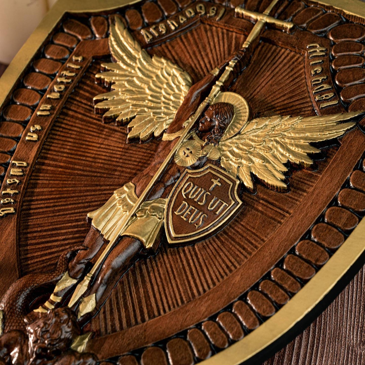 alwaysdwellTM - 🎁Shield Archangel Michael Solid wood carving gift