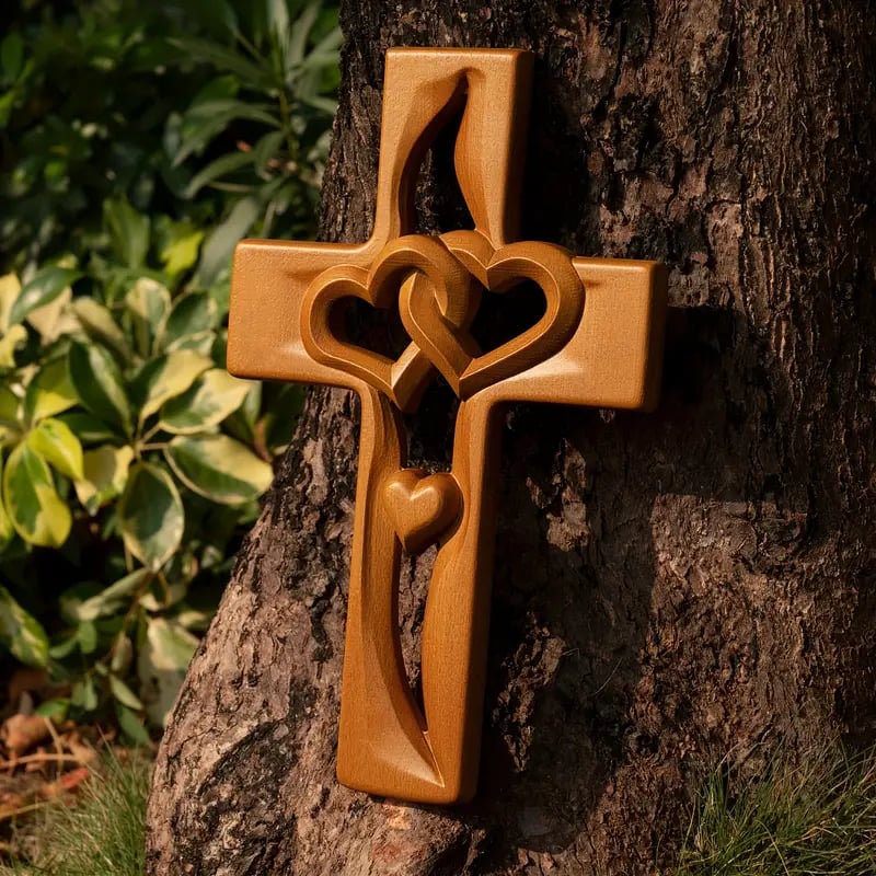 alwaysdwellTM - ✝️Intertwined Heart Wooden Cross(6.3*9.8 in)