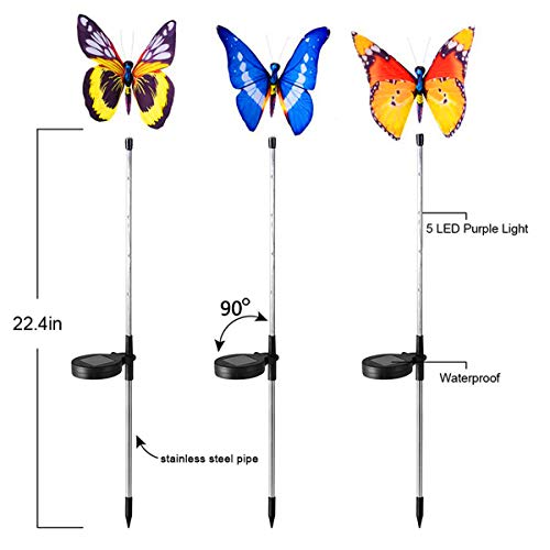 alwaysdwellTM - 3 pcs Solar Butterfly Stake Light