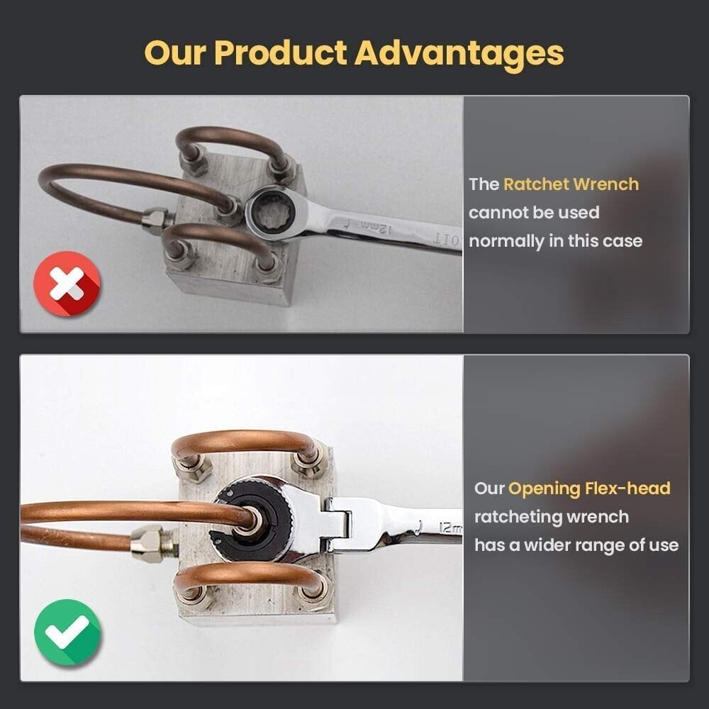 alwaysdwellTM - 🔥Open Tubing Ratchet Wrench (Fixed Head-Flexible Head 2 IN 1)