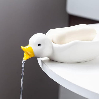 🔥🔥2024 HOT SALE 49% OFF - Cute Ceramic Duck Soap Storage Drainer Box No Standing Water